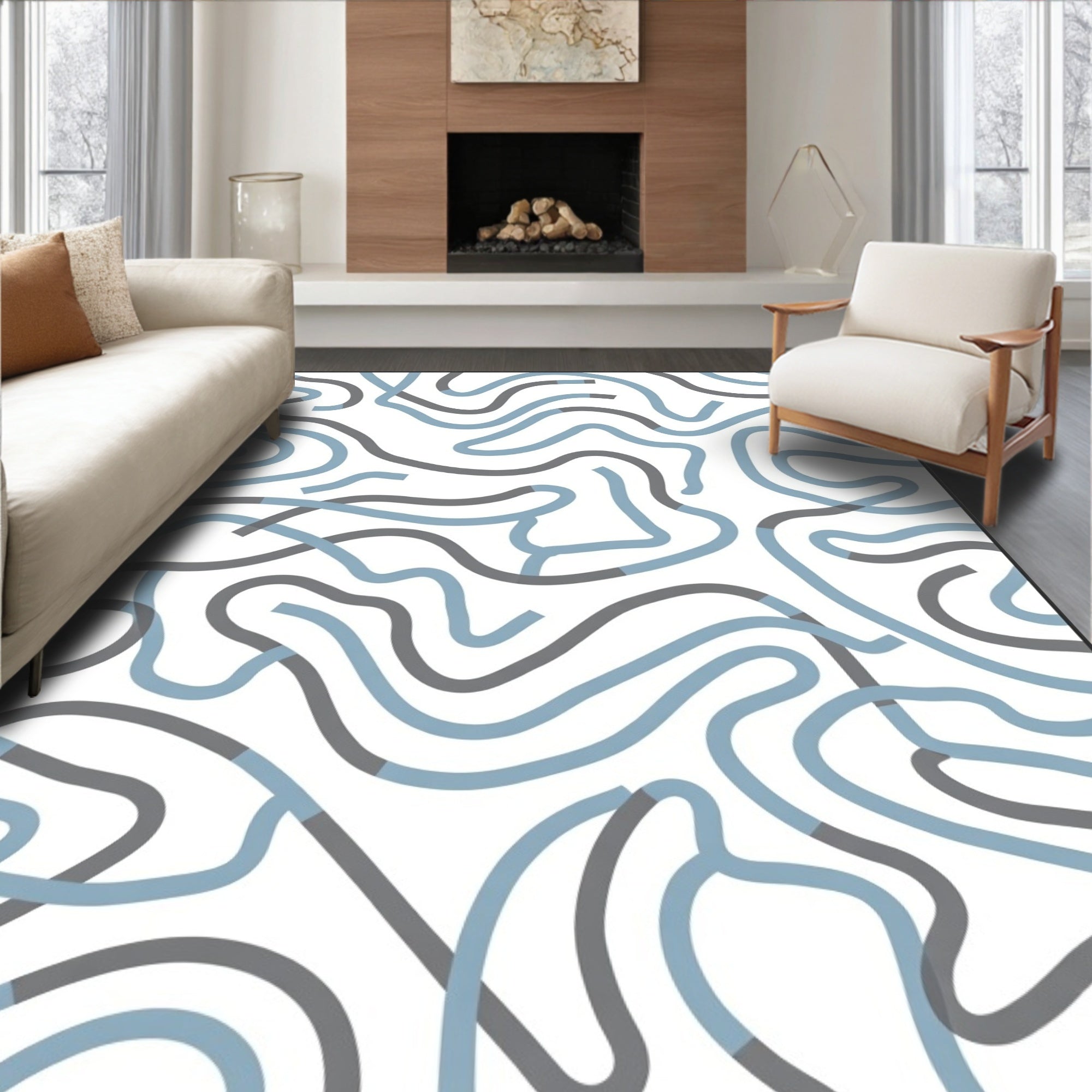 Flowing Line Abstract Pattern Rug