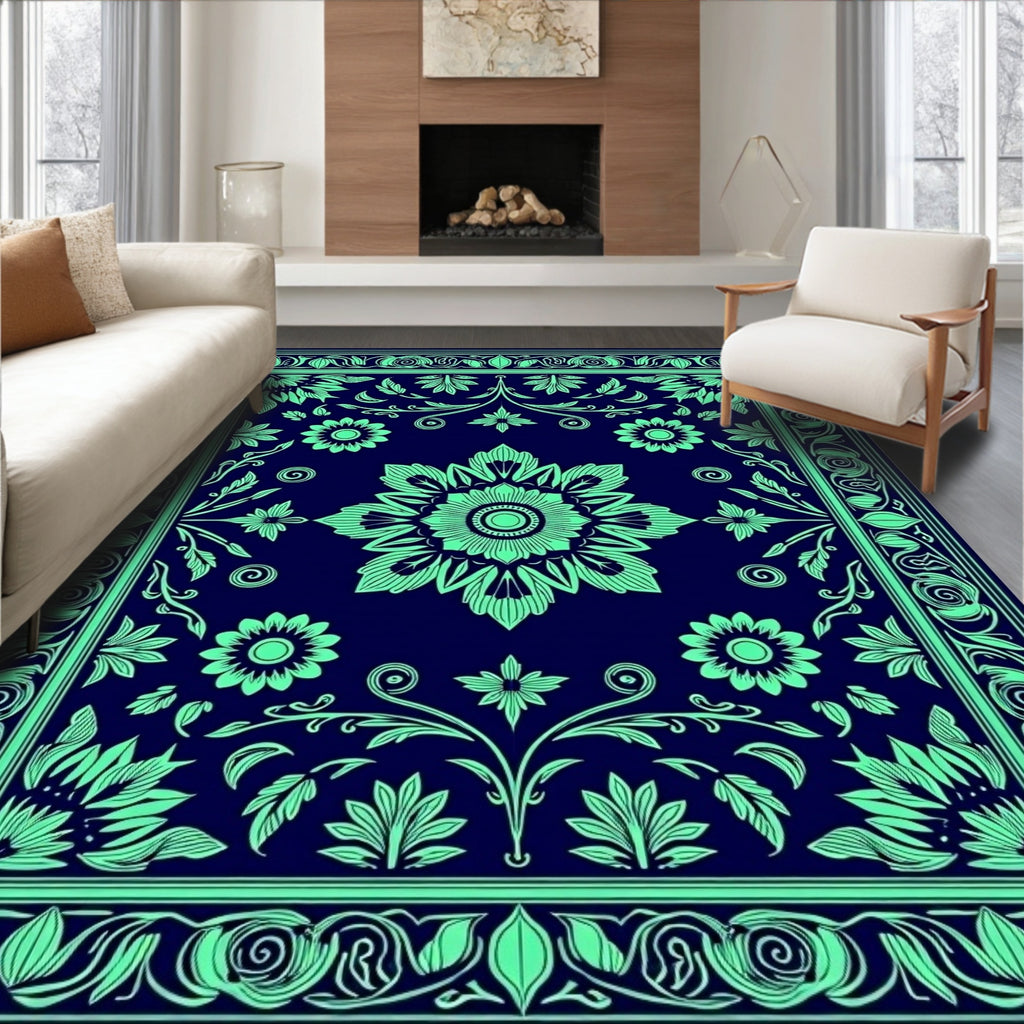 Intricate Floral Medallion Design Rug