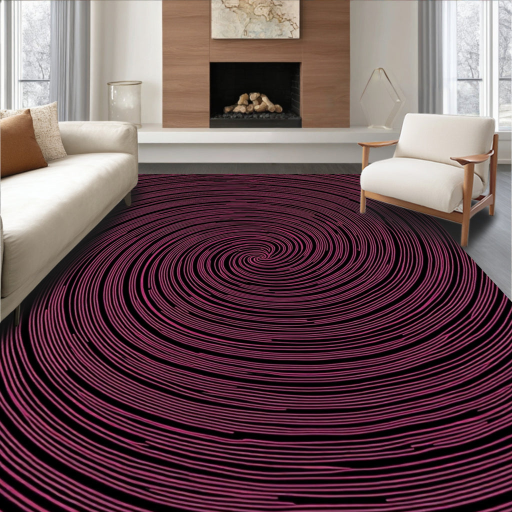 Pink Swirl Patterned Textile Art Rug