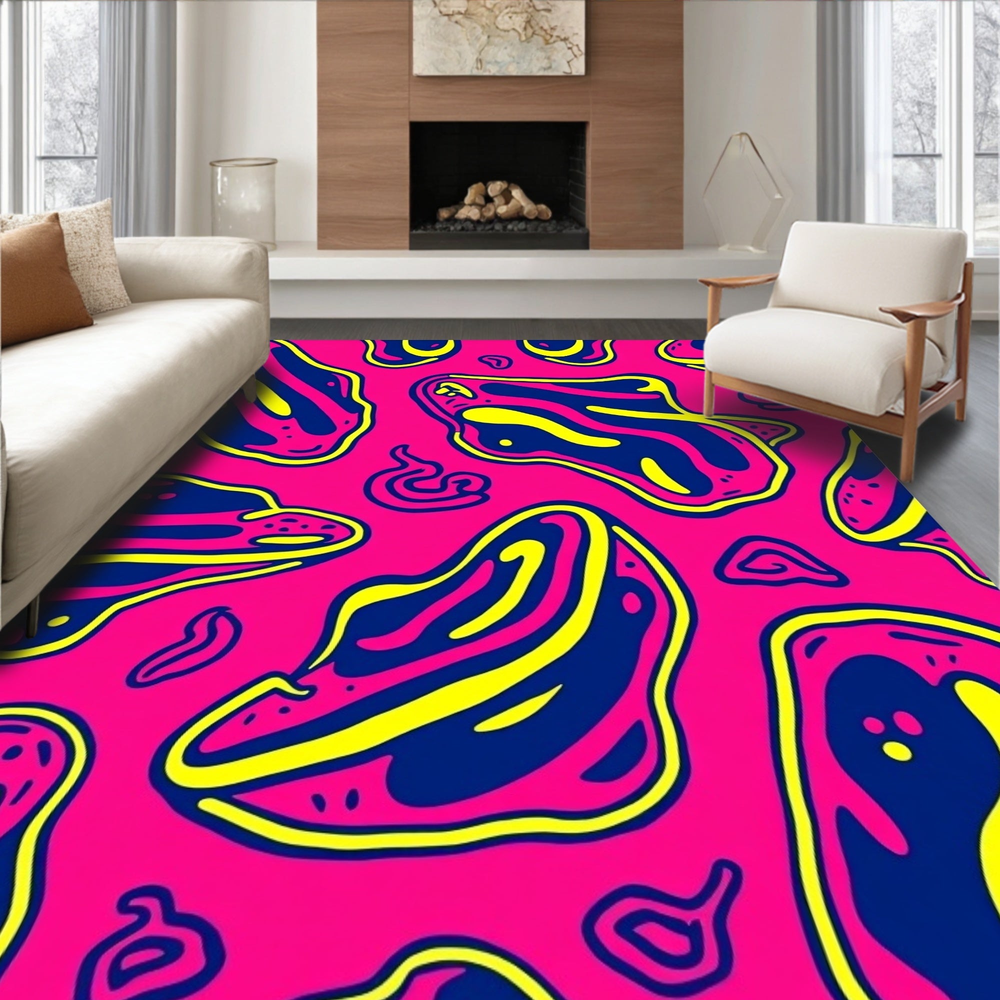 Vibrant Amorphous Fluid Pattern Rug