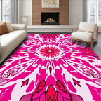 Vibrant Pink Mandala Floral Pattern Rug