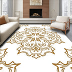 Ornate Gold Mandala Pattern Rug
