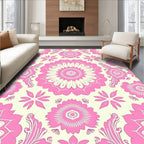 Pink Floral Kaleidoscope Mandala Rug