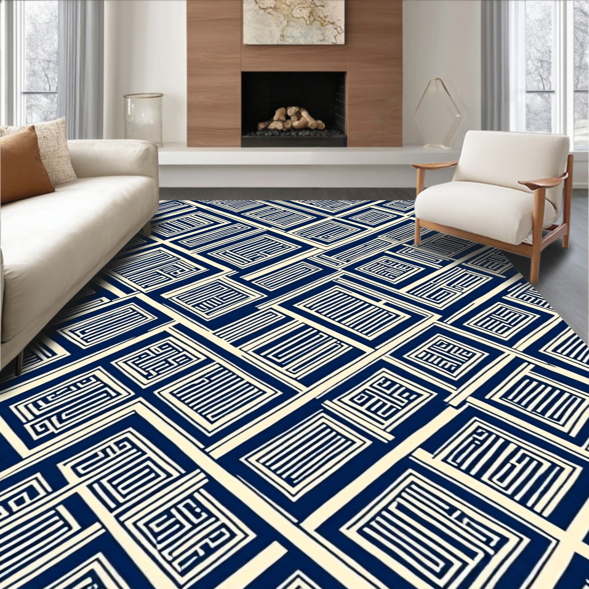 Geometric Maze Pattern Rug