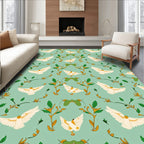 Whimsical Birds Floral Vines Pattern Rug