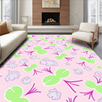 Playful Mouse and Floral Pattern Rug