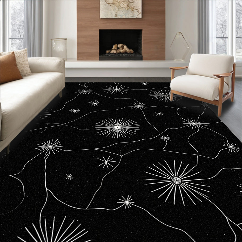 Celestial Starburst Organic Whimsical Design Rug