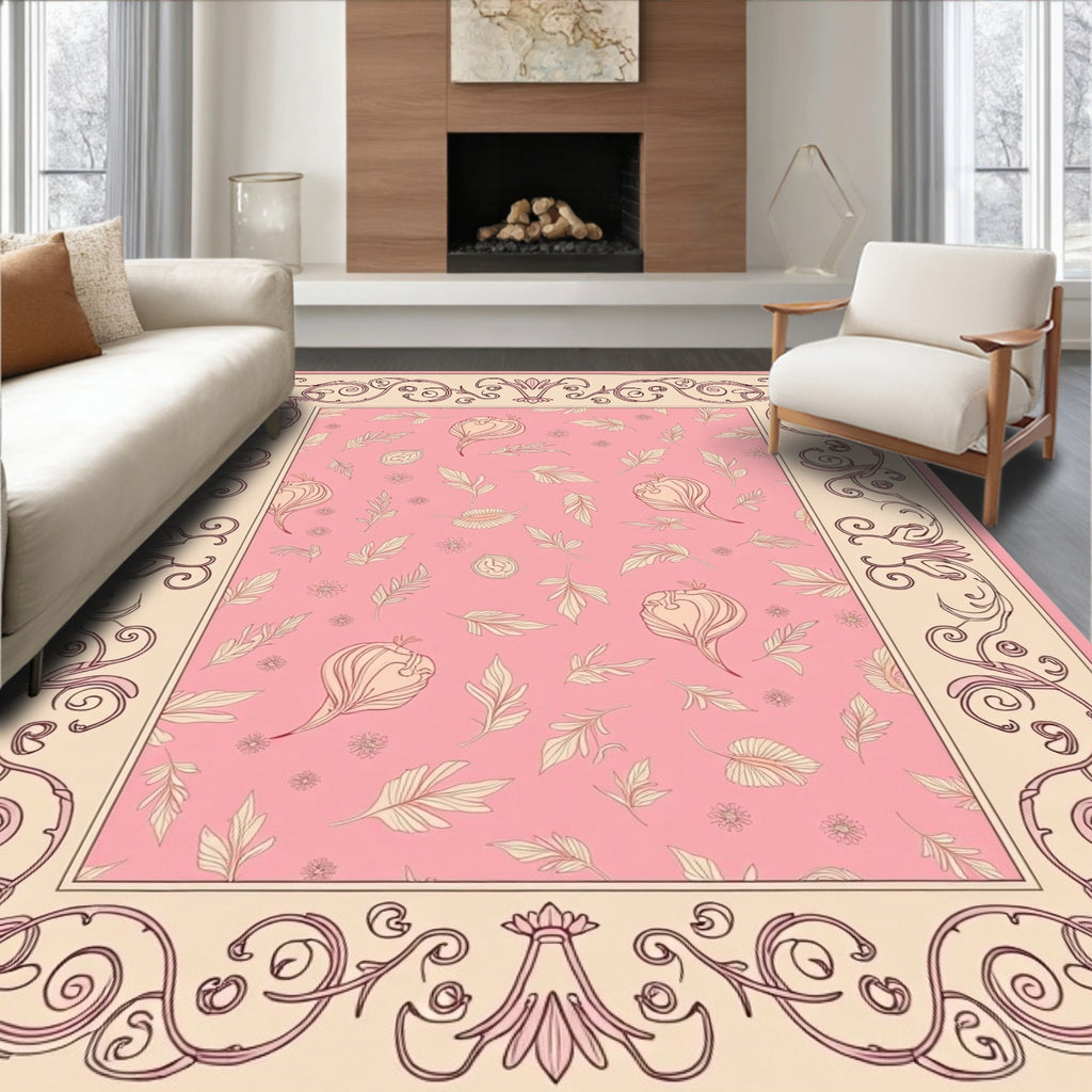Ornate Floral Leaf Frame Rug