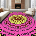 Vibrant Pink Yellow Mandala Pattern Rug