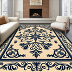 Classic Floral Medallion Dark Blue Rug