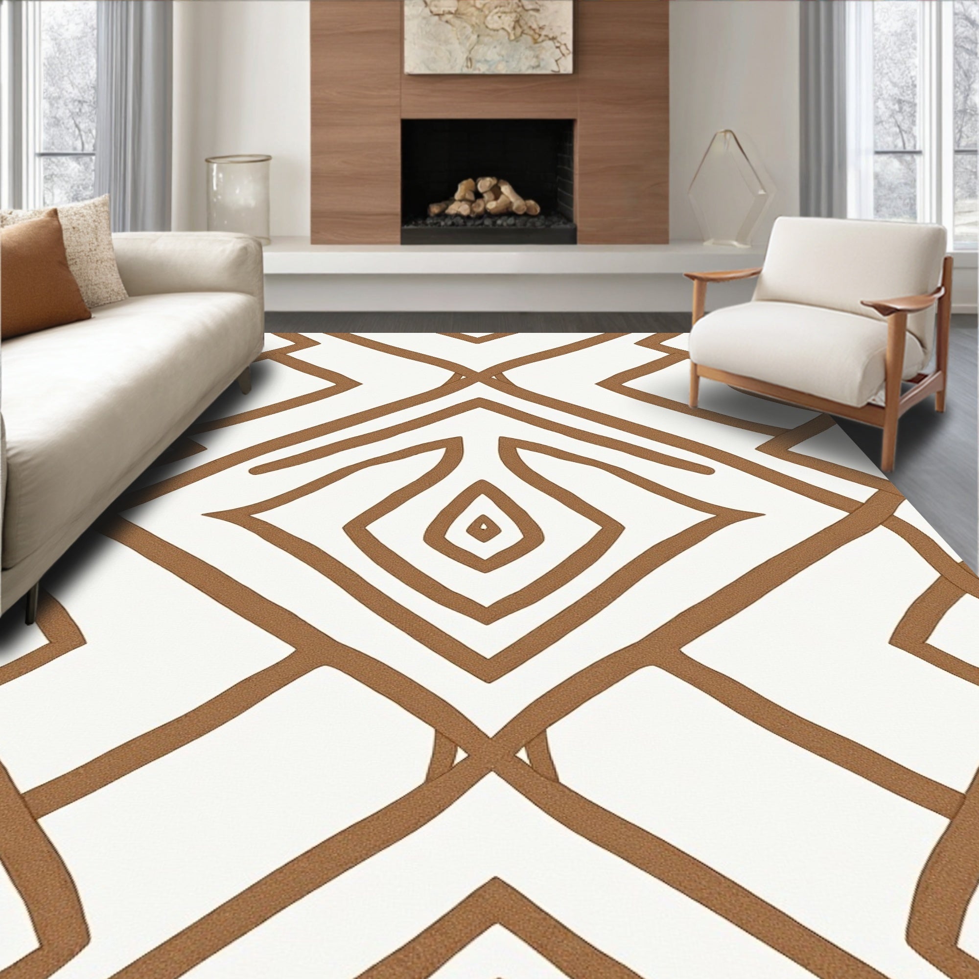Earth Tones Abstract Geometric Pattern Rug
