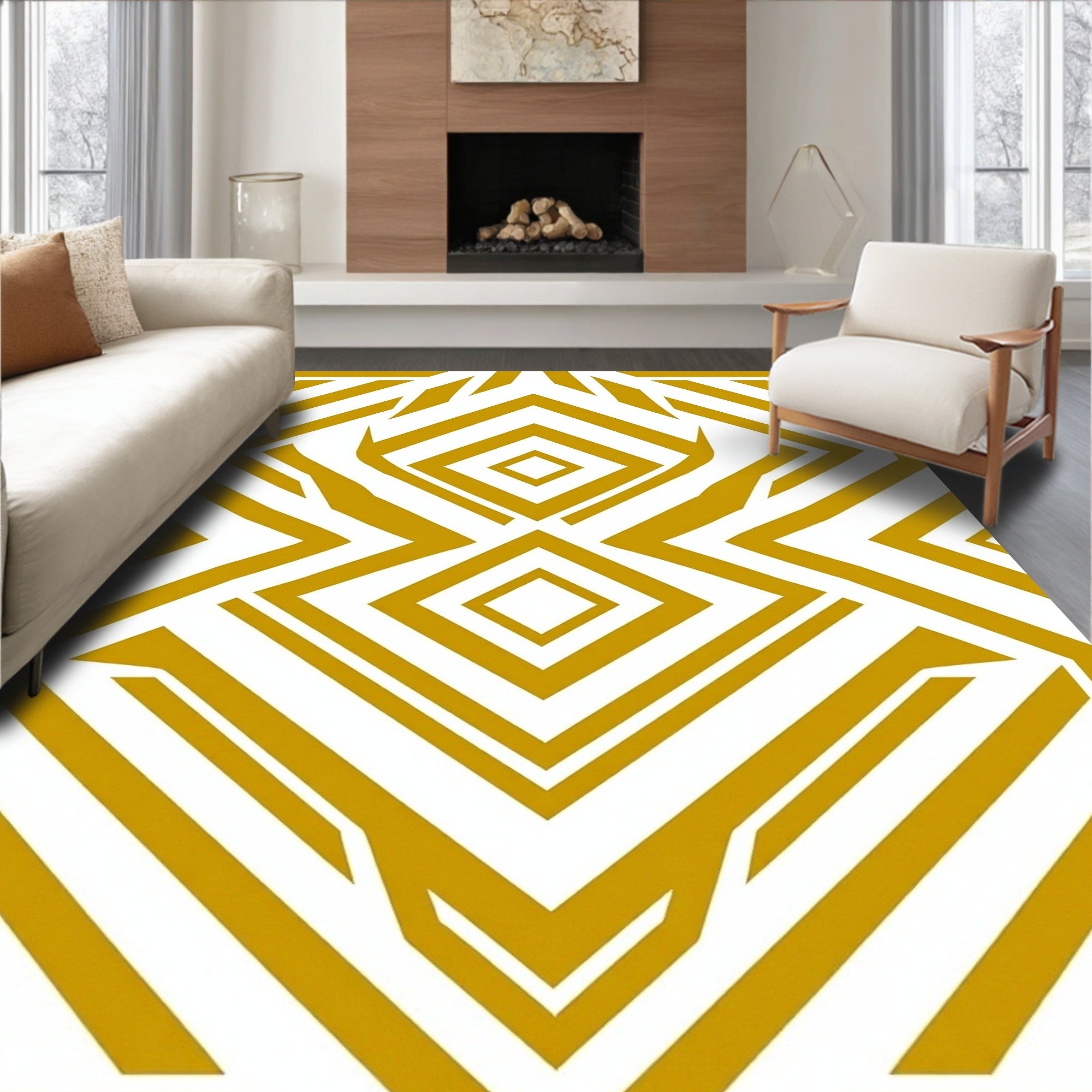 Bold Geometric Diamond Pattern Rug