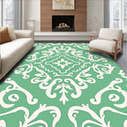 Crme Damask Floral Pattern Rug