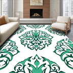 Emerald Green Damask Pattern Rug