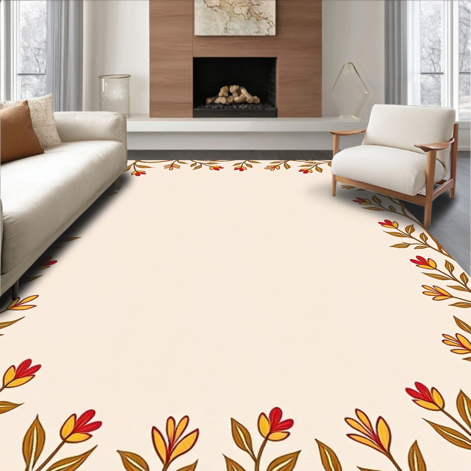 Floral Vine Botanical Art Rug