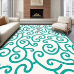 Turquoise Swirl Vintage Inspired Pattern Rug