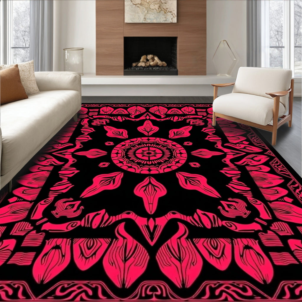Vibrant Floral Mandala Patterned Rug