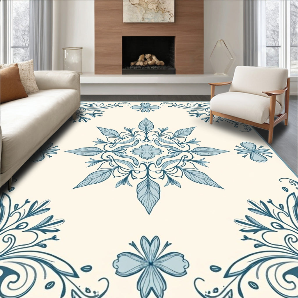Classic Floral Swirls Cream Rug