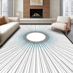Modern Teal Sunburst Rays Rug