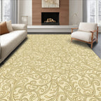 Linen Beige Swirl Floral Pattern Rug