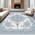 Ornate Blue Floral Symmetry Rug