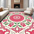 Radiant Floral Symmetrical Decorative Pattern Rug