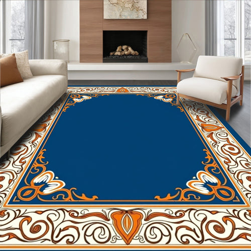 Art Nouveau Style Floral Border Design Rug