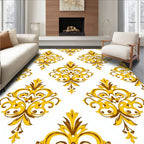 Elegant Golden Damask Pattern Design Rug
