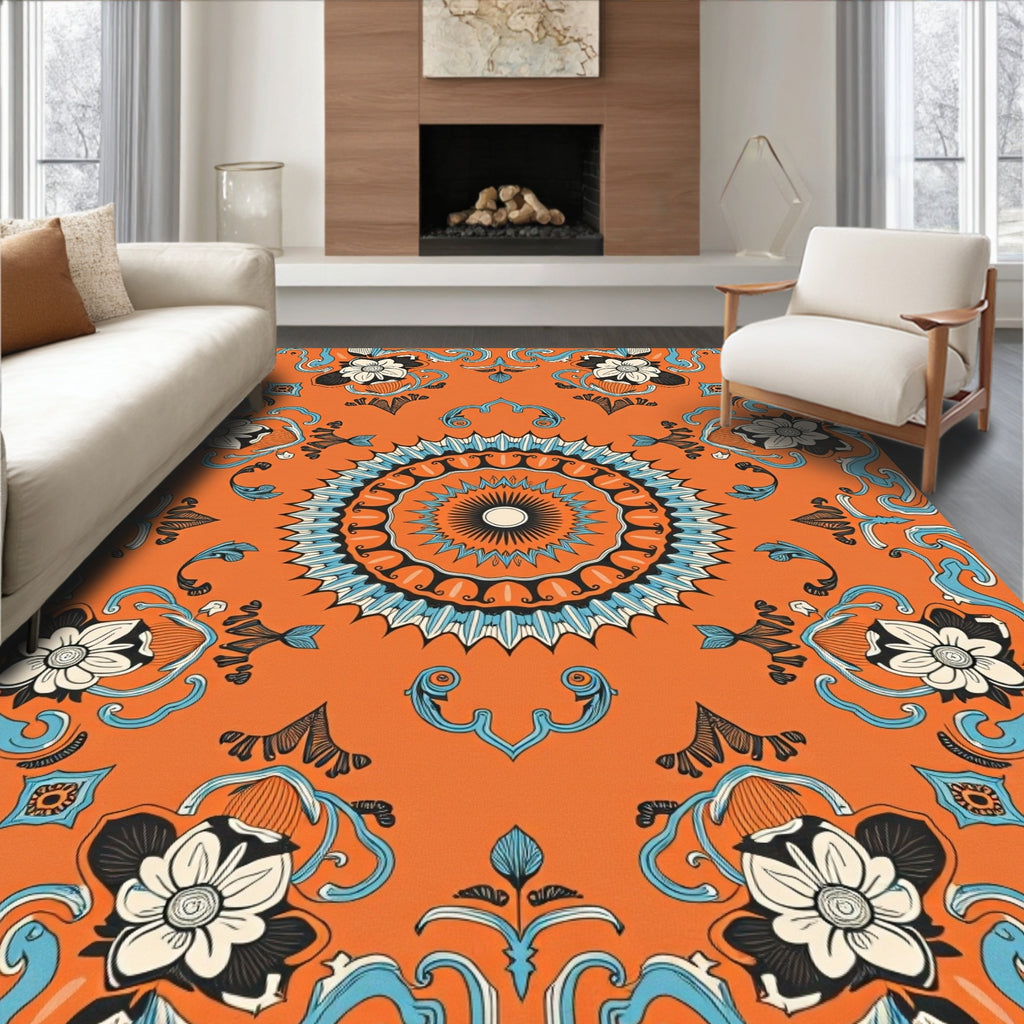 Mandala Floral Pattern Medallion Design Rug