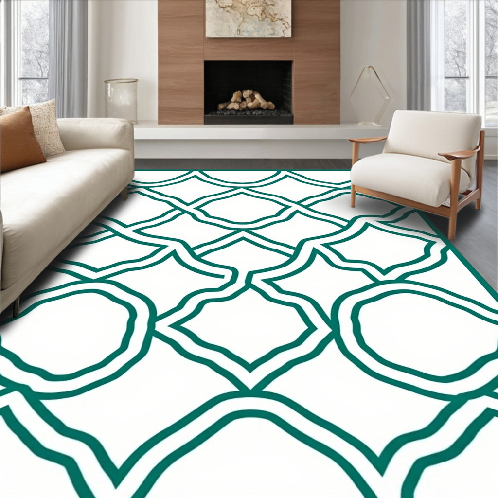 Trellis Patterned Overlay Rug