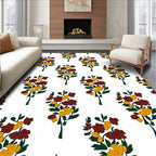 Bold Burgundy Gold Floral Pattern Rug