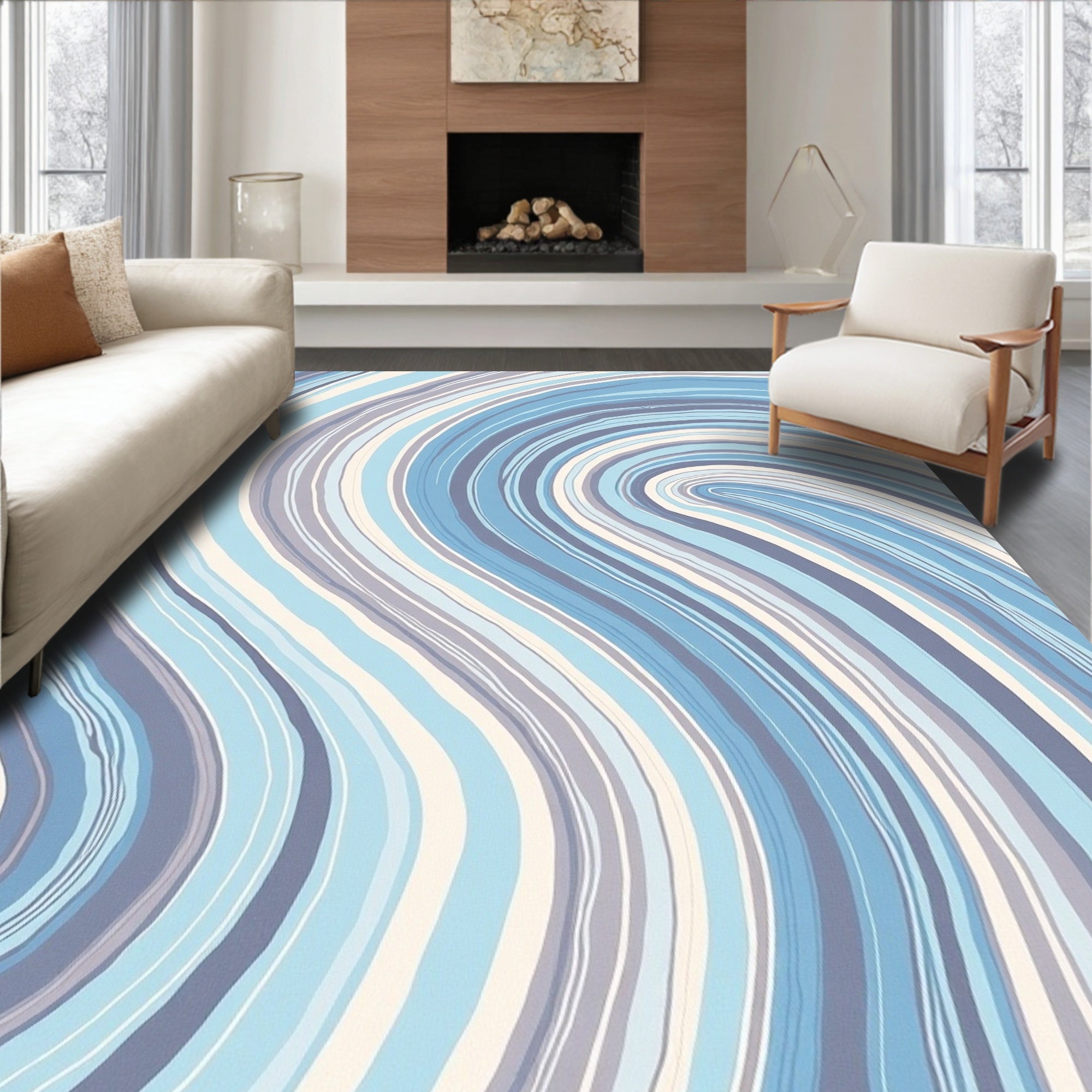 Swirl Pattern in Cool Tones Rug