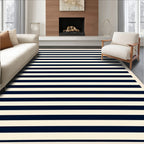 Classic Navy Blue Stripe Pattern Rug