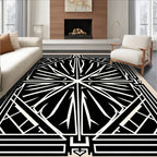 Art Deco Black White Geometric Pattern Rug