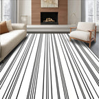 Black White Vertical Stripes Accent Rug