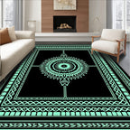 Ornate Teal Mandala Geometric Rug