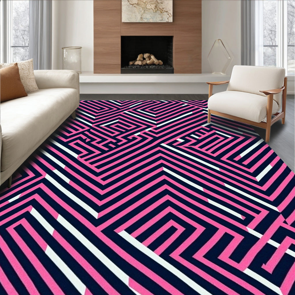 Geometric Maze Abstract Design Rug