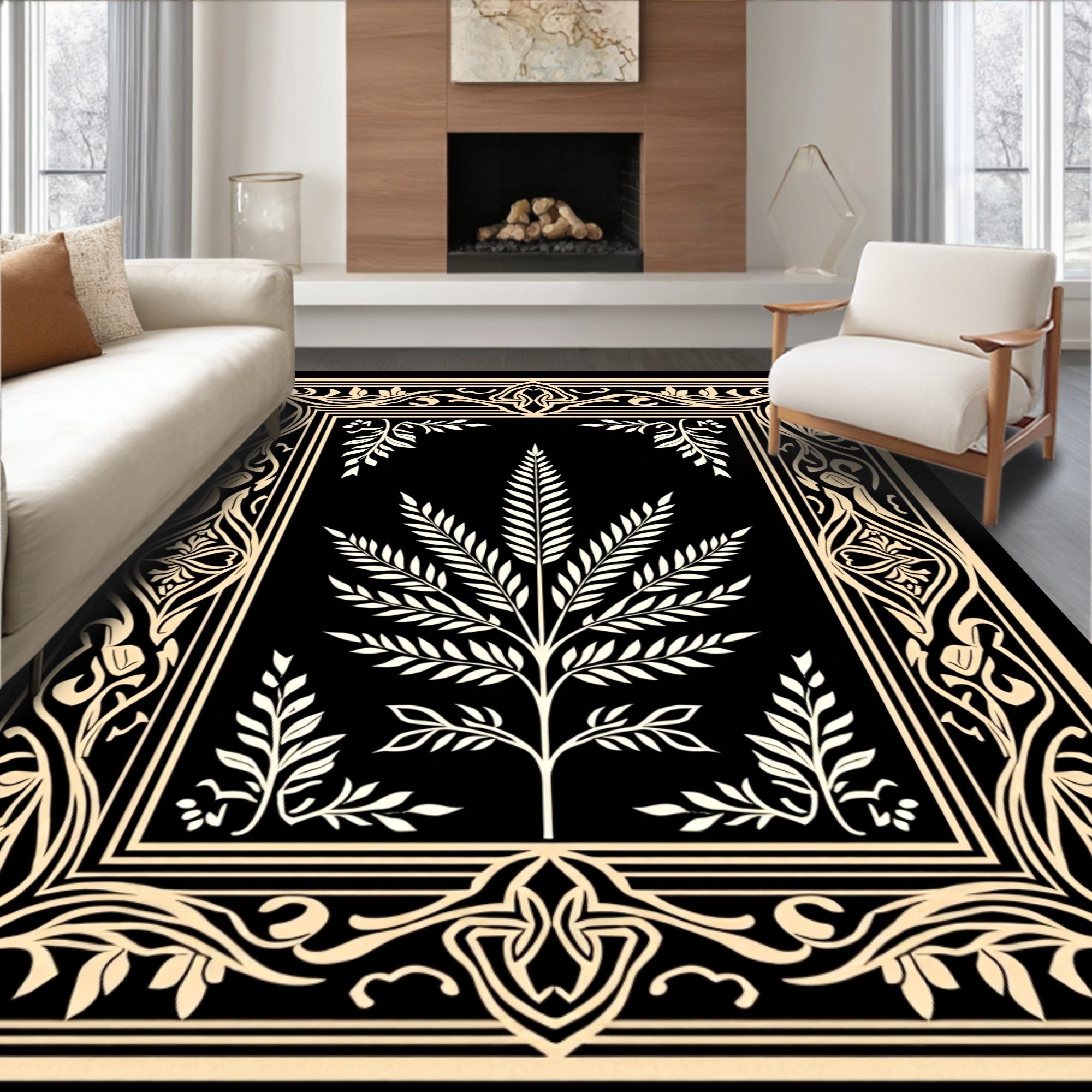 Art Nouveau Botanical Tree Rug