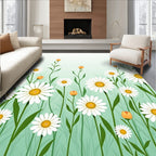 Daisies And Buds Garden Pattern Rug