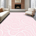 Pink White Swirls Hand-Drawn Pattern Rug