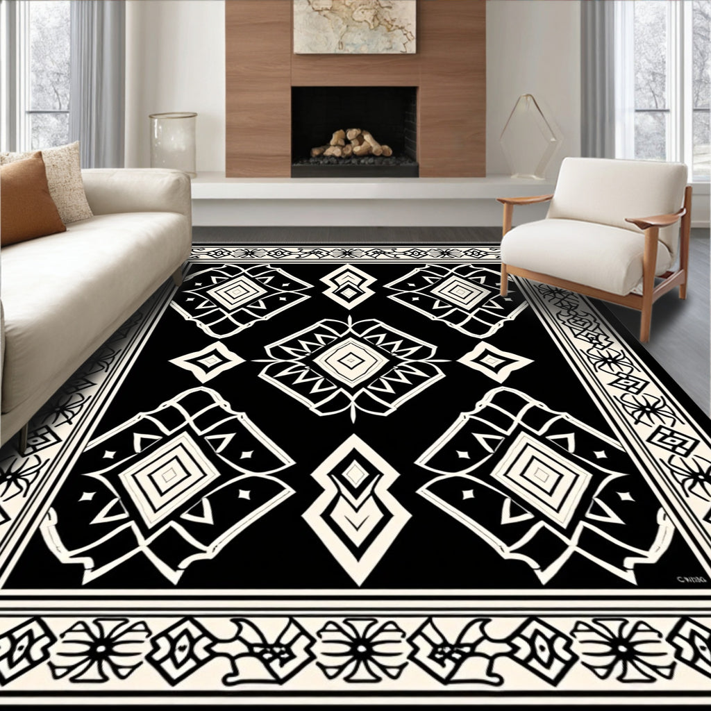 Bold Geometric Diamond Pattern Rug