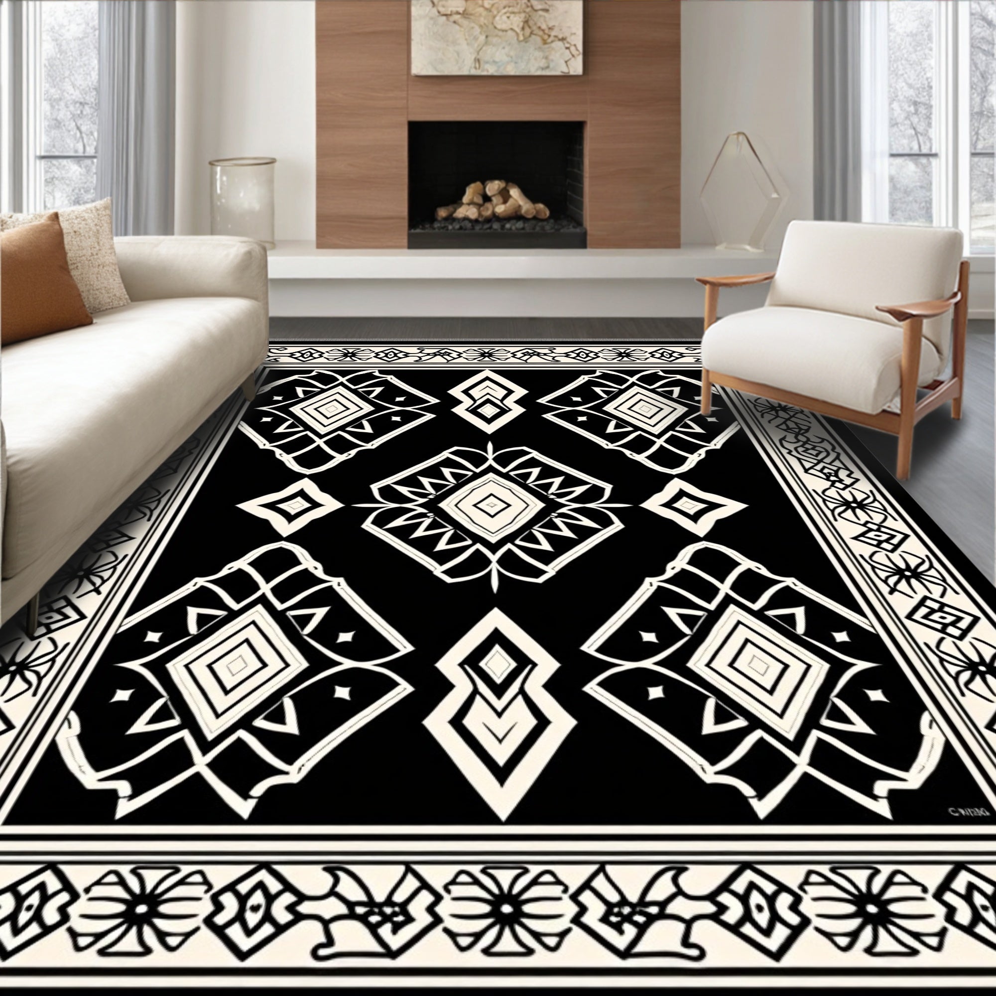 Bold Geometric Diamond Pattern Rug