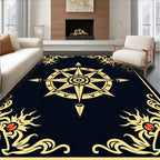 Golden Compass With Floral Accents Rug
