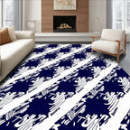 Bold Navy White Houndstooth Pattern Rug