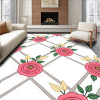Pink Rose Trellis Pattern Design Rug