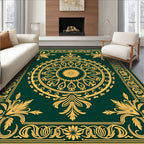 Elegant Gold Floral Mandala Design Rug