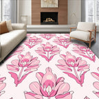 Artistic Pink Floral Damask Pattern Rug