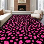 Bold Pink Leaf Pattern Rug