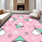 Pink Cute Snowman Snowflake Medley Rug
