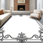 Art Nouveau Black Floral Border Design Rug